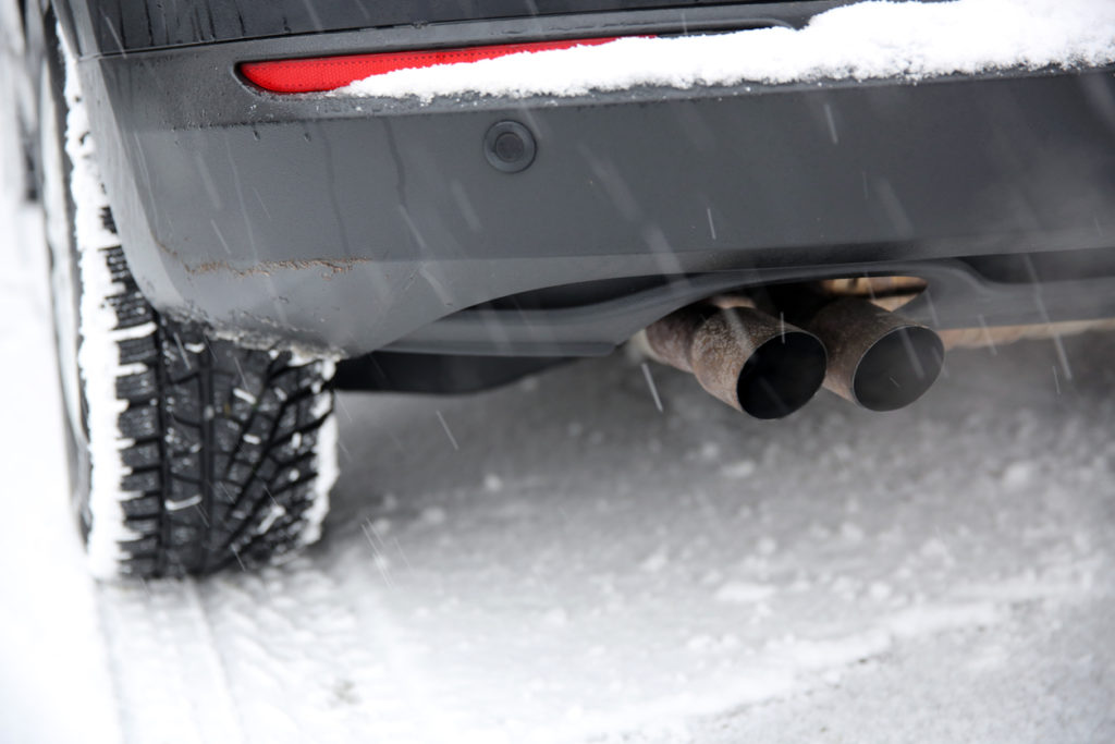 Car Exhaust Pipe in Winter